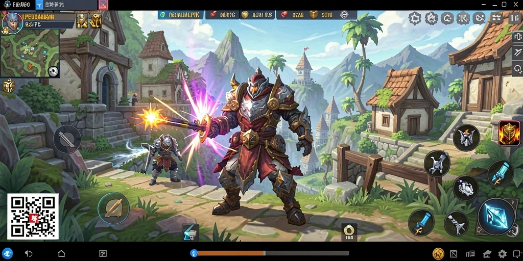 Screenshot gameplay 8QR menampilkan aksi petualangan mendebarkan di dunia fantastis.