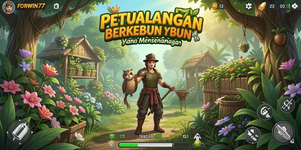 Tampilan menarik dari permainan berkebun FORWIN77 yang penuh warna.