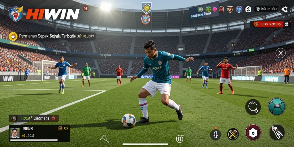 Tampilan gameplay HIWIN dengan aksi sepak bola yang mendebarkan.