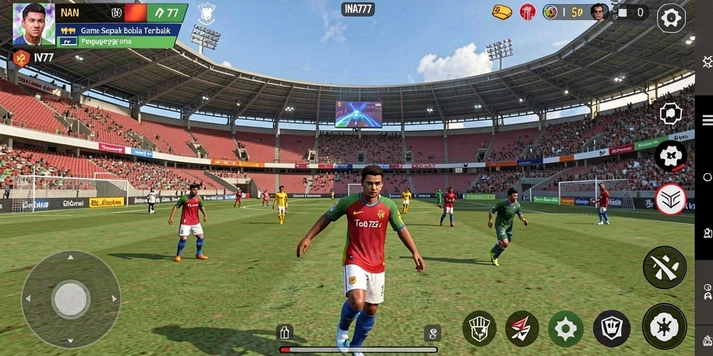Tampilan gameplay yang menegangkan dari INA777 saat pertandingan sepak bola.