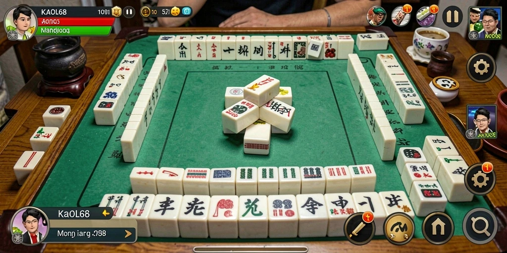 Screenshot gameplay KAOL68 dengan tampilan papan Mahjong yang menarik.