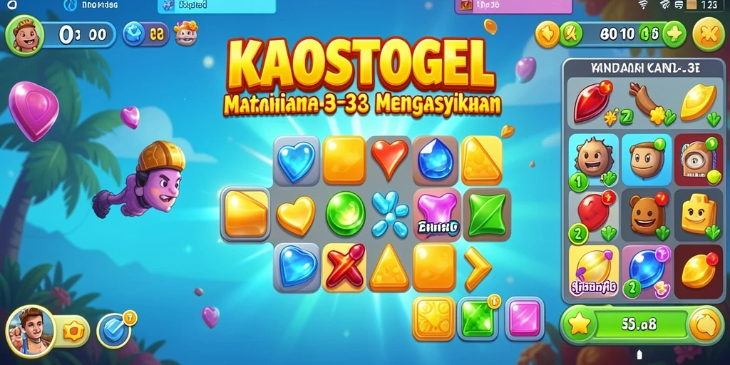 Tampilan gameplay KAOSTOGEL yang penuh warna dan seru.