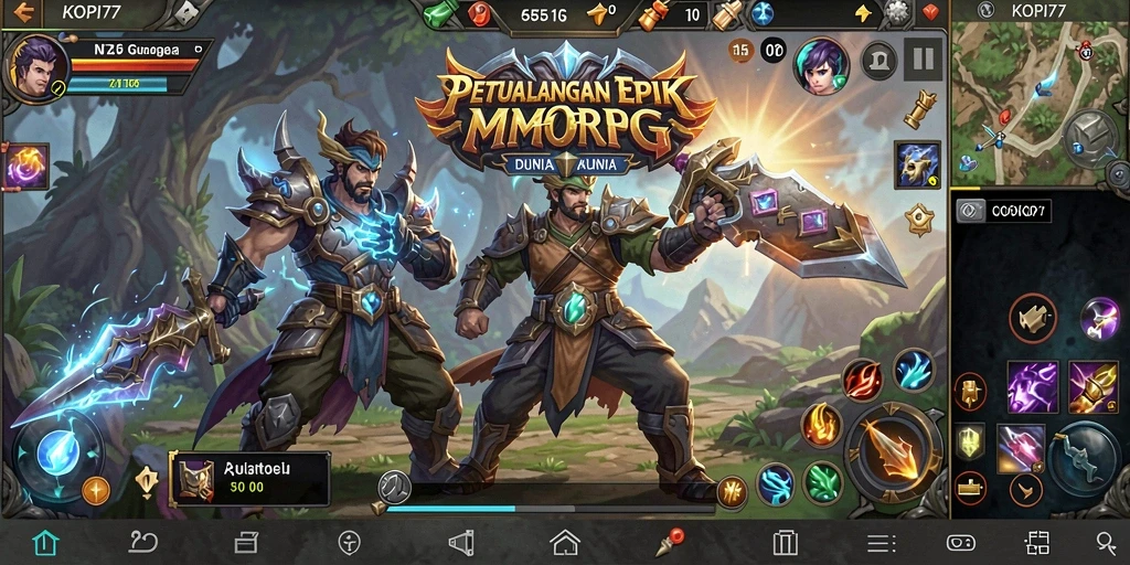 Screenshot dari gameplay KOPI77 menampilkan aksi seru dalam petualangan MMORPG.