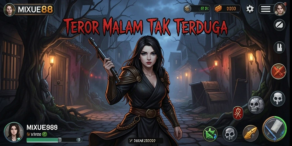Tampilan menakutkan gameplay MIXUE88 dengan suasana yang mencekam.