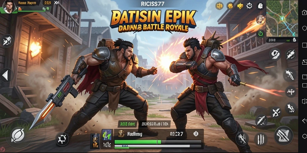 Tangkapan layar utama dari gameplay RICIS77 dalam pertarungan Battle Royale.